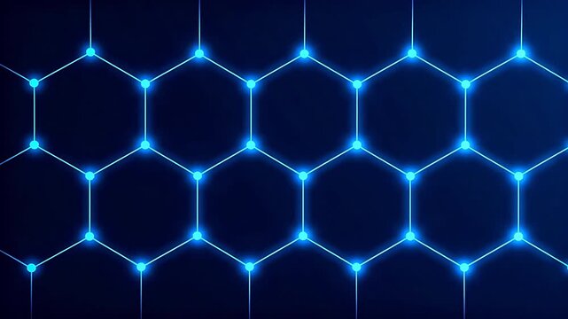 Blue glowing hexagonal network pattern