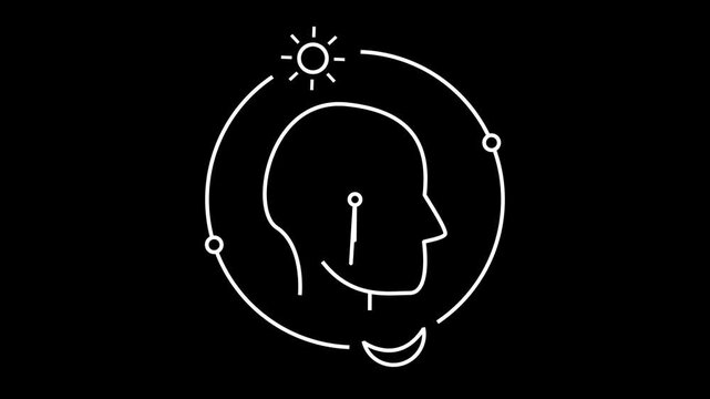 Circadian Rhythm Loop Animation - Human Biological Clock Concept with Sun and Moon