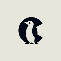 Obraz premium Minimalist Letter C Penguin Logo Vector