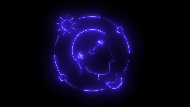 Glowing Neon Circadian Rhythm Loop Animation - Color Changing Biological Clock Concept