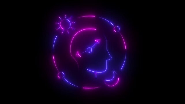 Dual Color Neon Circadian Rhythm Loop Animation - Color Changing Biological Clock