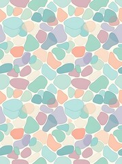 Seamless pattern of colorful abstract organic shapes in pastel tones