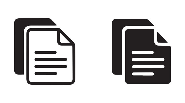 Two documents icon black symbol collection isolated on white background set vector.