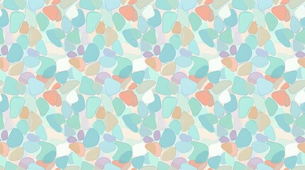 Pastel sea glass abstract seamless pattern with organic shapes