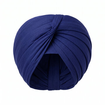 Navy blue Sikh turban isolated on white background  