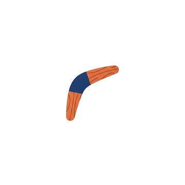 Traditional Wooden Boomerang Vector Icon for Hunting and Outdoor Sport