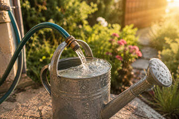 Naklejka premium Watering Can Filling with Water