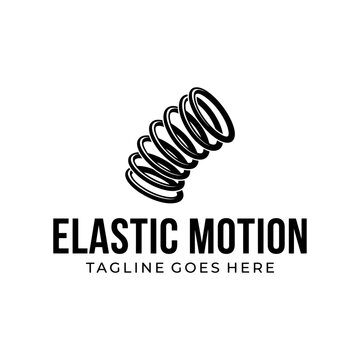 Coiled mechanical spring dynamic bent position for elastic motion engineering industrial manufacturing flexibility logo design