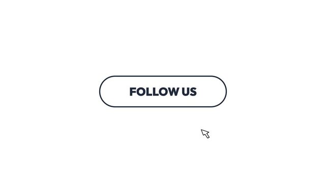 Follow us button with a hovering computer mouse cursor animation for a minimalist website interface design in this digital motion clip