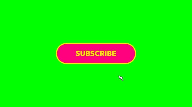 Subscribe button with a mouse cursor clicking on a vibrant pink interface element for digital channel growth motion video animation.