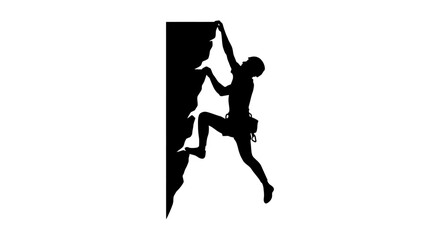 Obraz premium Mountain climber on vertical wall silhouette