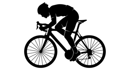 Fototapeta premium Silhouette of a cyclist riding a racing bicycle.