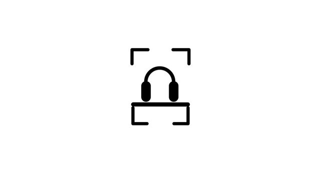 Headphone scanner icon animation isolated on white background
