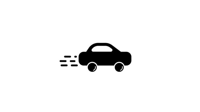 Car icon speed line animation isolated on white background