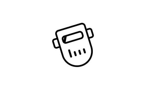 Mask helmet icon looping animation isolated on white background