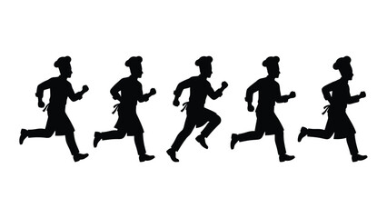 Obraz premium Black silhouettes of people running in a row