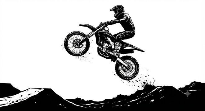 motocross rider jumping in the air silhouette
