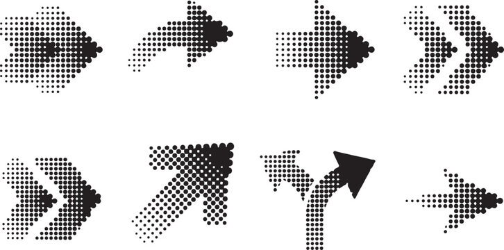 Halftone Arrow Direction Vector Icon Set