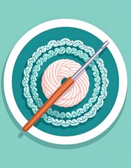Abstract blue and orange spiral design circle.