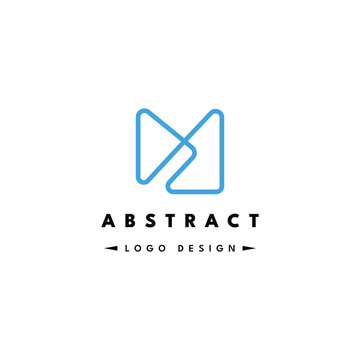 Abstract letter M logo design vector illustration featuring a clean minimalist blue line art shape isolated on a white background for modern corporate branding identity