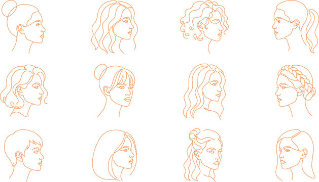 Female Face Line Art