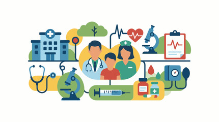 Fototapeta premium Healthcare concepts with hospital family and medical tools