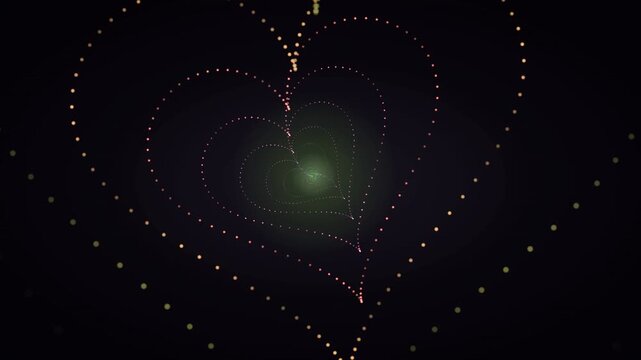 Infinite Heart Tunnel with Smooth Rainbow Color Cycling