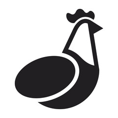 Black silhouette of a rooster or cockerel bird © MARINA