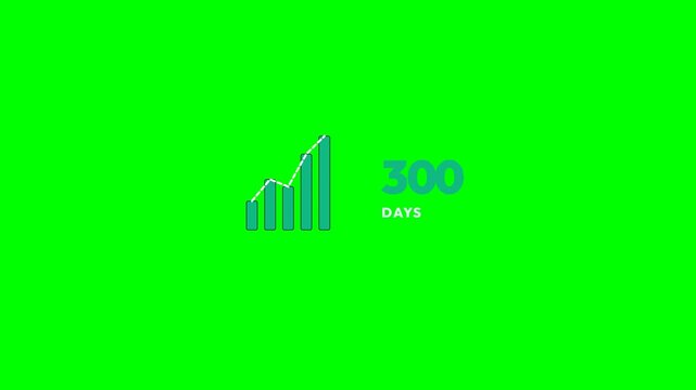 Animated bar chart growth with numerical day counter display in this digital motion graphic design element for corporate video projects