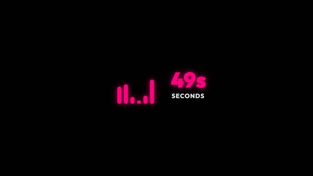 Digital countdown timer animation displaying vibrant pink bars that pulse rhythmically to track passing seconds in this modern video clip
