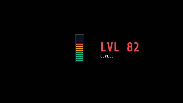 Level indicator bar showing numeric progression in a sleek minimalist interface design for this digital gaming motion animation clip