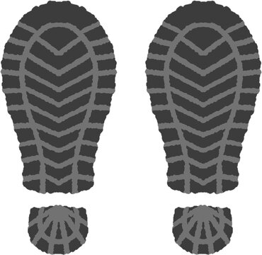 Black sneaker sole footprint track illustration for crime scene and education