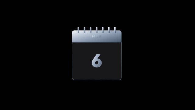 Digital calendar page animation showing transition of dates in may with smooth minimalist motion graphics for modern video clip projects