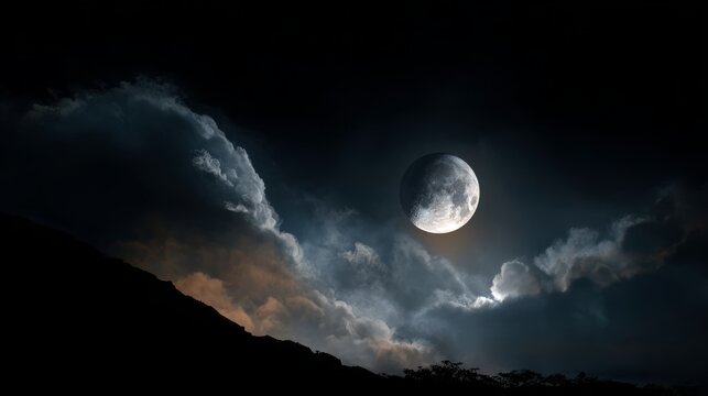 Blue moon and bright venus shining together in deep night sky above earth, stunning celestial technology background with glowing lunar surface, space exploration, astronomy, cosmic universe, high reso