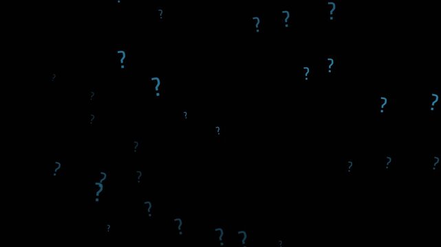 Floating blue question marks drift across a dark void in this seamless digital motion animation for modern creative projects