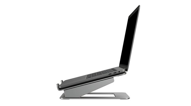 Laptop on a silver stand