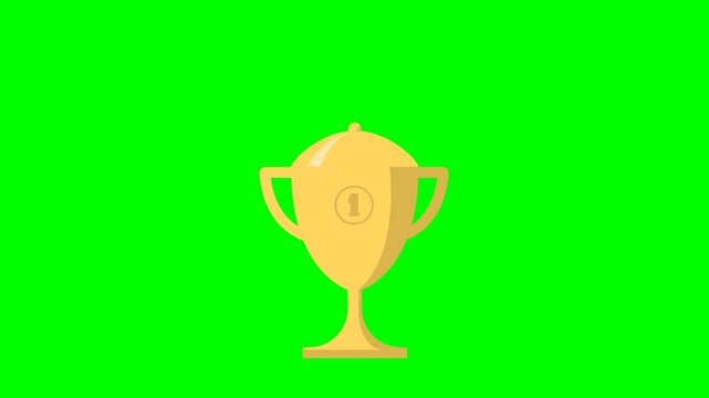 Victory, competition, duel, fight. First place among competitors. Gold cup trophy symbol icon, team support, work. Business success strategy. 2d flat animation. Alpha channel. Looped Video