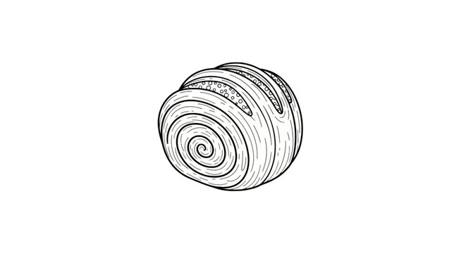 Line art drawing of a cinnamon roll with swirl pattern