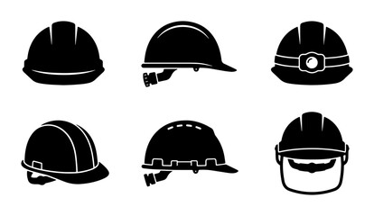 Fototapeta premium Hard Hat Icons Set: Safety Helmets, Construction Caps, Protective Gear, Industrial Headwear, Vector Graphics