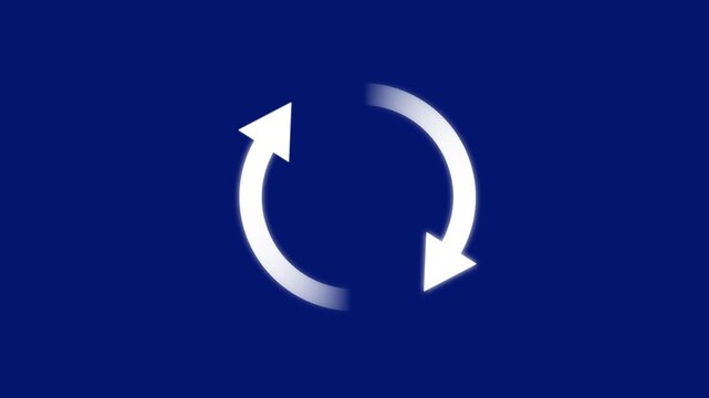 Circular refresh and reload icon animation with progress loading on blue background.