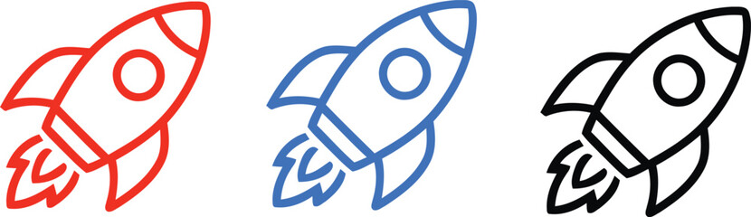 rocket vector icons. Rocket launch icon set, Launch spaceship or spacecraft © Rimi