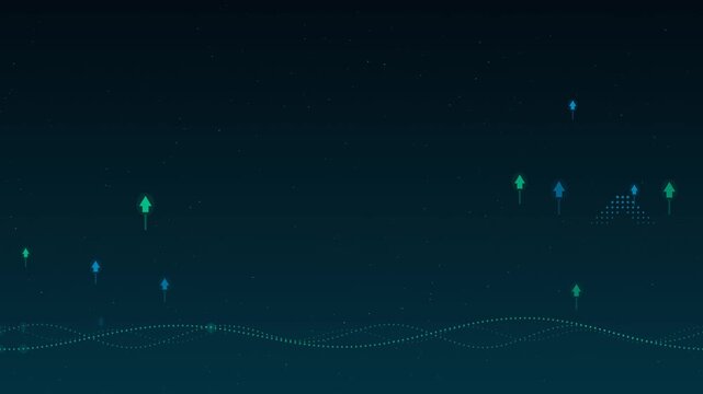 Corporate Growth Concept Background. Animated arrows and wave patterns indicating financial progress and data analysis. Ideal for business presentations, market reports, and finance tech videos.