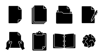 Document Icons, Paperwork Symbols, Office Supplies, Writing Tools, Business Records, Data Management, Information Storage, Organization Graphics © Galib