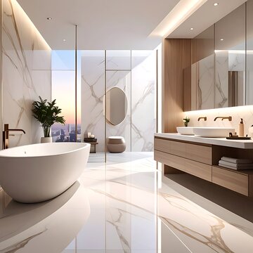 Modern luxurious bathroom interior design.