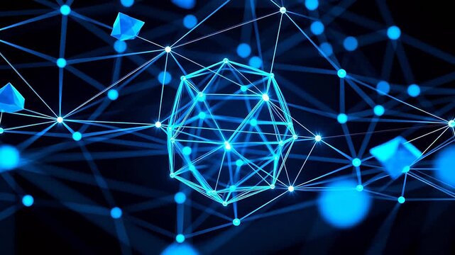 Blue network connections with nodes