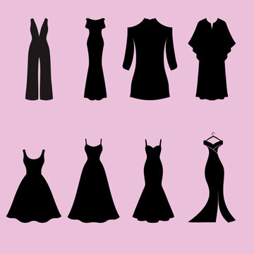 Elegant Evening Gown Silhouettes &ndash; Women Fashion Dress Vectors