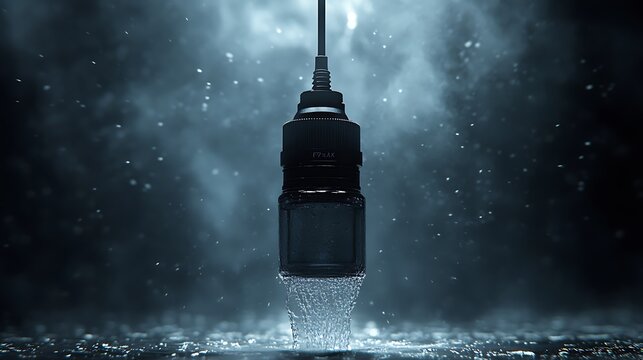 Underwater sonar device emitting water with science, technology, and exploration concept.