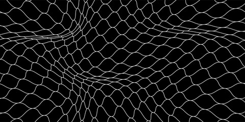 Seamless fish pattern. Football and soccer goalposts. Mesh texture. Basketball and hockey hoop patterns. Sportswear texture. Chain link fence. Vector illustration on a black background. © Haikal