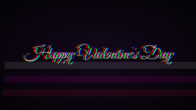 Pixelated Calligraphic Valentine Text with Severe Color Glitches