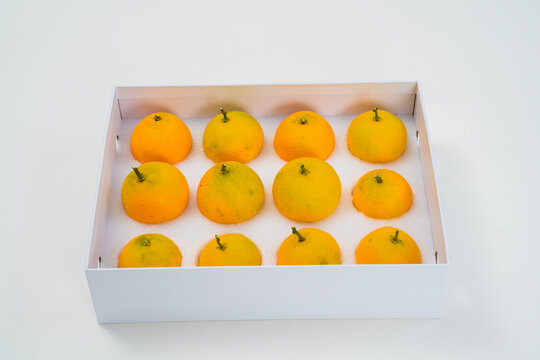 Fresh oranges on a white background